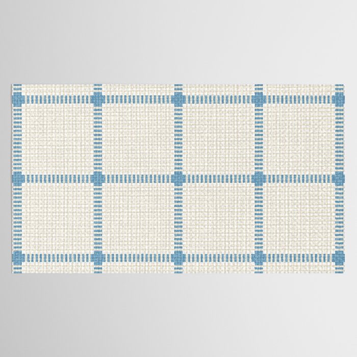 Woven Cross Check Cream x Seaside Blue Tablecloth Gallery Image 2