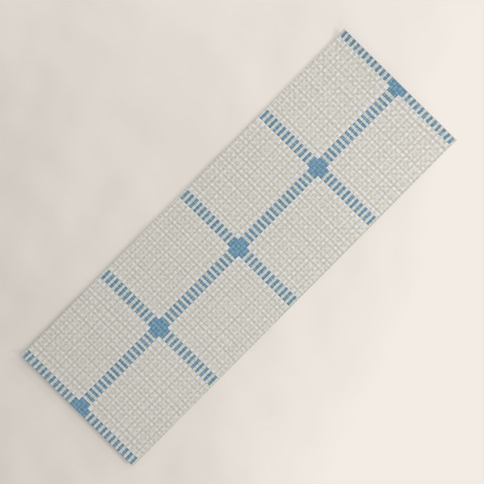 Woven Cross Check Cream x Seaside Blue Yoga Mat Gallery Image 1