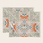Whimsical Holiday Bows and Florals Pattern  Festive Folk Art Inspired Design Placemat Gallery Image 1