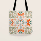 Whimsical Holiday Bows and Florals Pattern  Festive Folk Art Inspired Design Tote Bag Gallery Image 1