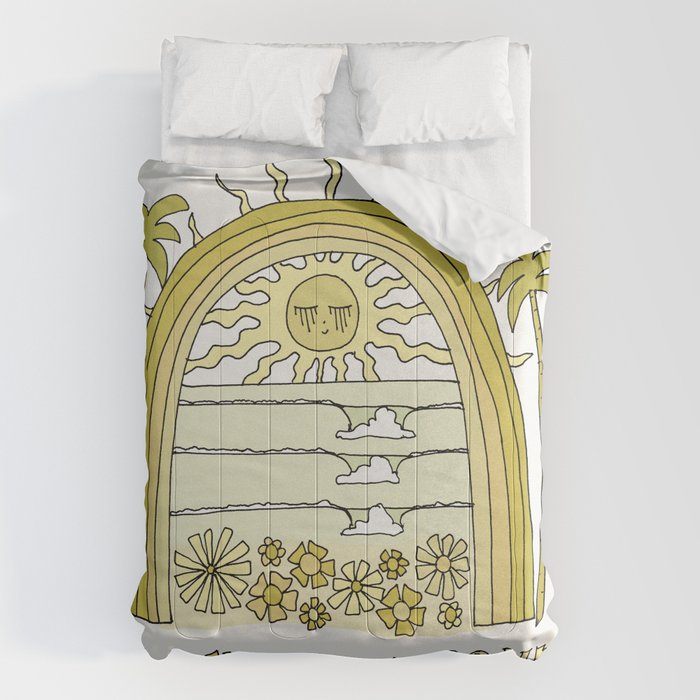 the sun will come up // retro surf art by surfy birdy Comforter Gallery Image 6