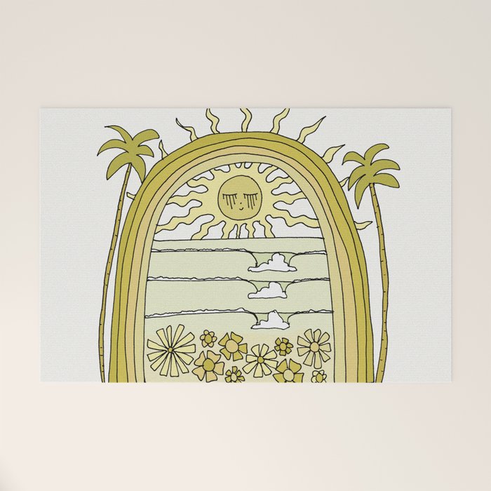 the sun will come up // retro surf art by surfy birdy Welcome Mat Gallery Image 1