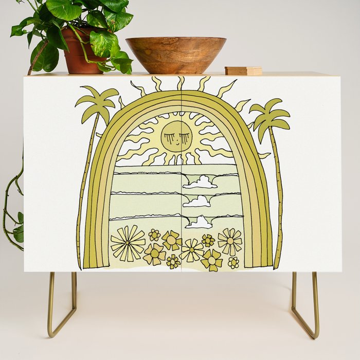 the sun will come up // retro surf art by surfy birdy Credenza Gallery Image 1