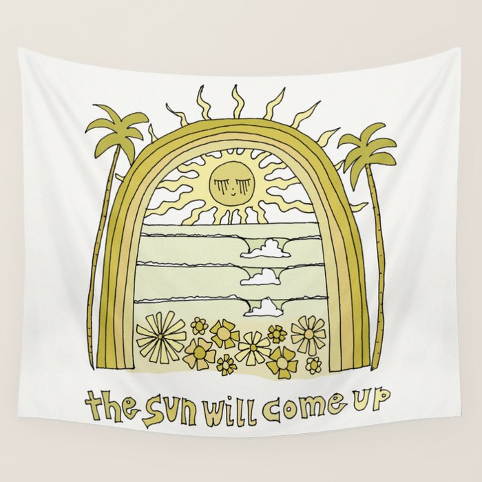 the sun will come up // retro surf art by surfy birdy Wall Tapestry Gallery Image 4