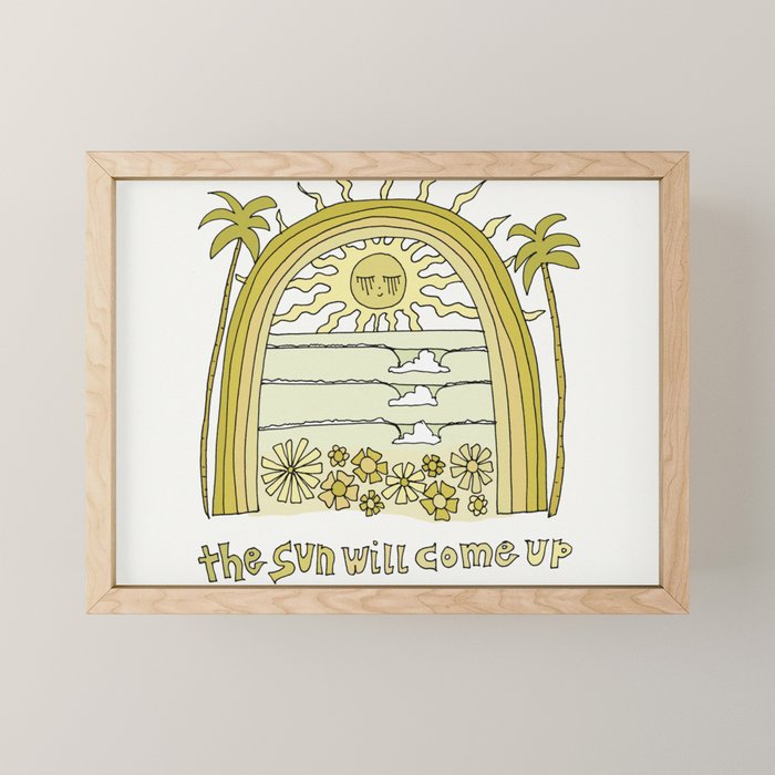 the sun will come up // retro surf art by surfy birdy Mini Art Print Gallery Image 1