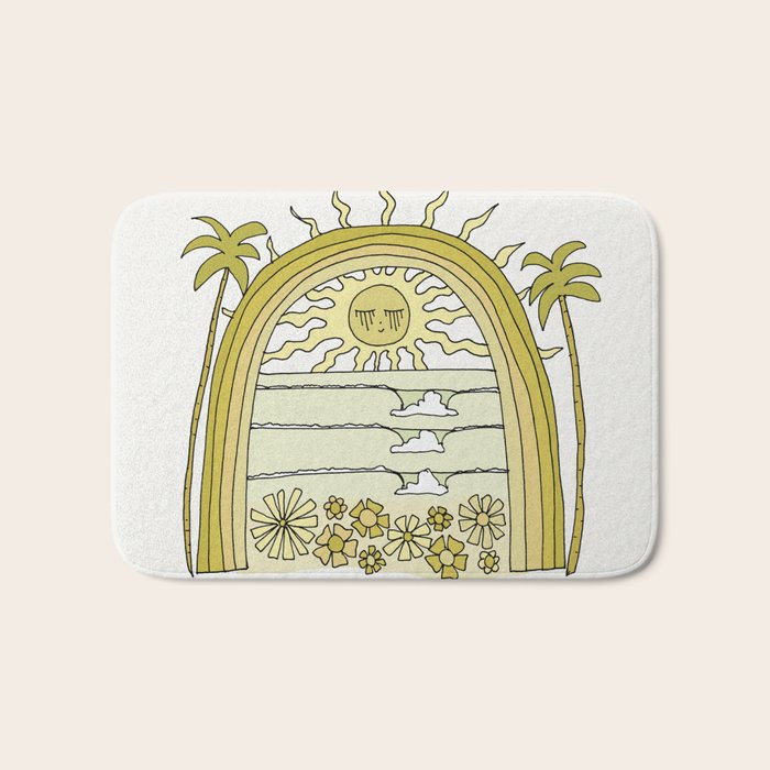 the sun will come up // retro surf art by surfy birdy Bath Mat Gallery Image 1
