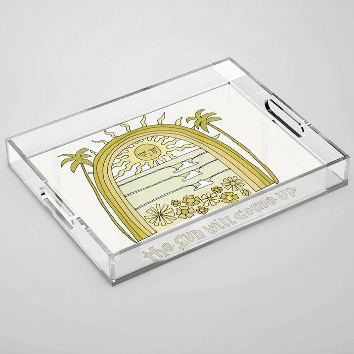 the sun will come up // retro surf art by surfy birdy Acrylic Tray Gallery Image 1