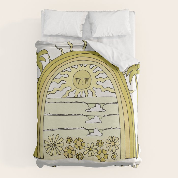 the sun will come up // retro surf art by surfy birdy Duvet Cover Gallery Image 6