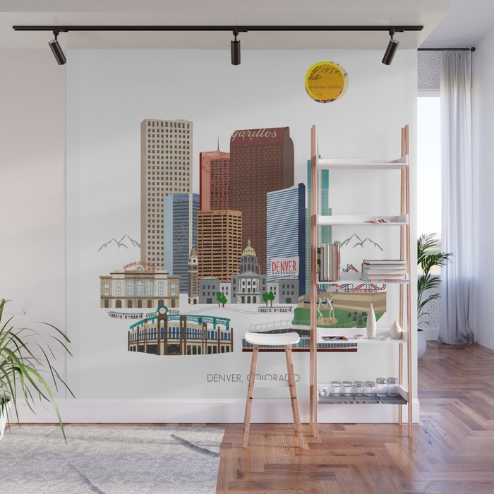 Denver Skyline Wall Mural Gallery Image 1