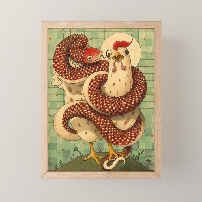 Chicken and the Snake Mini Art Print Gallery Image 1