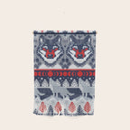 Fair isle knitting grey wolf // navy blue and grey wolves red moons and pine trees Wall Hanging Gallery Image 1