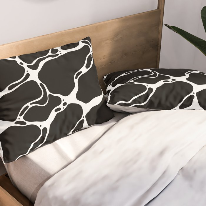 Black and white water wave ripple pattern Pillow Sham Gallery Image 2