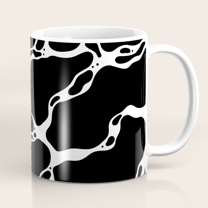 Black and white water wave ripple pattern Coffee Mug Gallery Image 1