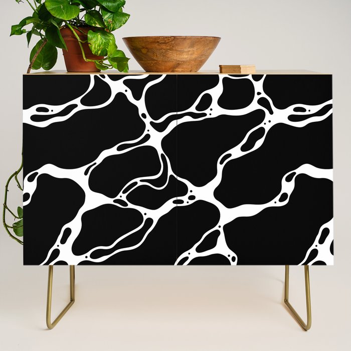 Black and white water wave ripple pattern Credenza Gallery Image 1