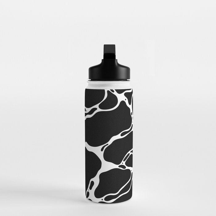 Black and white water wave ripple pattern Water Bottle Gallery Image 3