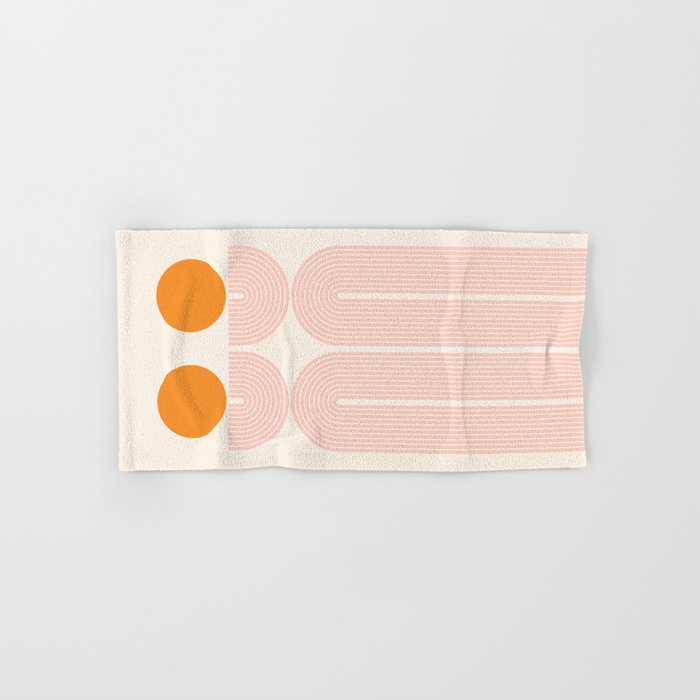 Mid Century Modern Geometric 43 in Coral Orange (Rainbow and Sun Abstraction) Bath Towel Gallery Image 1