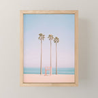 Three Palms on the Beach Minimalist Pastel AI Photography Mini Art Print Gallery Image 1