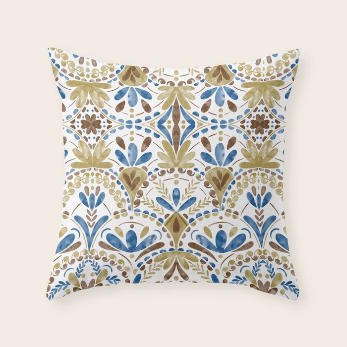 Whimsical Botanical Tile Throw Pillow Gallery Image 6
