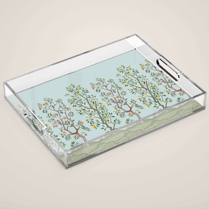 Chinoiserie Citrus Grove Mural Multicolor Acrylic Tray Gallery Image 1