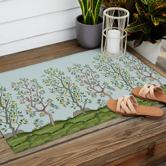 Chinoiserie Citrus Grove Mural Multicolor Outdoor Rug Gallery Image 2