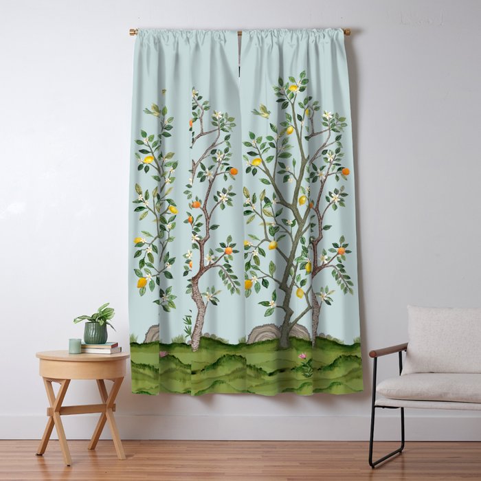 Chinoiserie Citrus Grove Mural Multicolor Window Curtain Gallery Image 1
