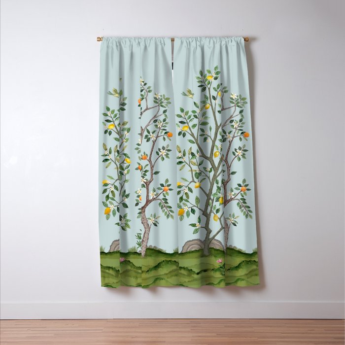 Chinoiserie Citrus Grove Mural Multicolor Window Curtain Gallery Image 3
