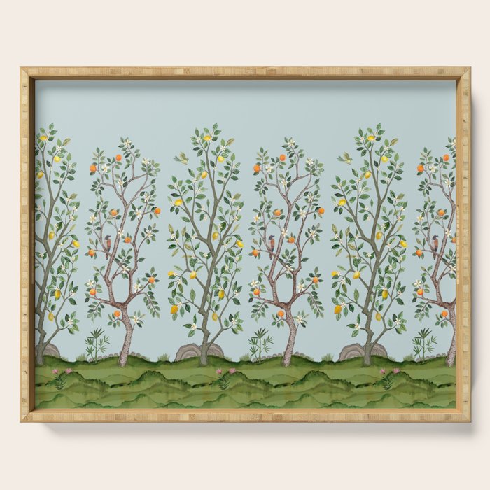 Chinoiserie Citrus Grove Mural Multicolor Serving Tray Gallery Image 1