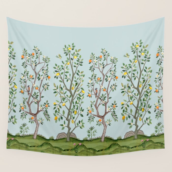 Chinoiserie Citrus Grove Mural Multicolor Wall Tapestry Gallery Image 4