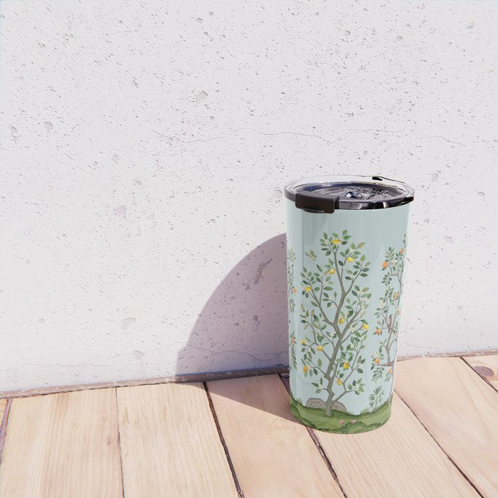 Chinoiserie Citrus Grove Mural Multicolor Travel Mug Gallery Image 4