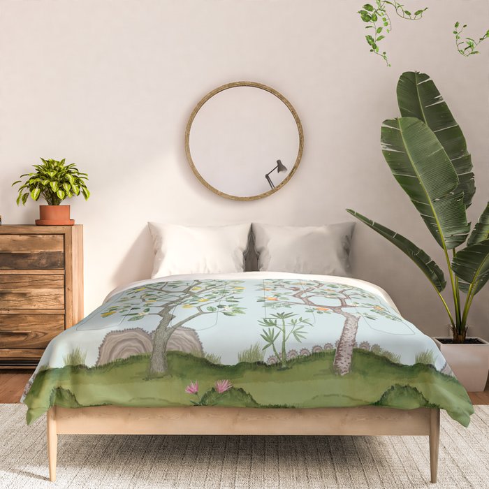 Chinoiserie Citrus Grove Mural Multicolor Comforter Gallery Image 3
