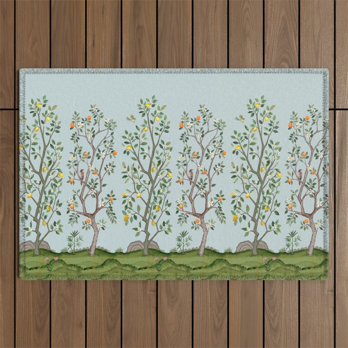 Chinoiserie Citrus Grove Mural Multicolor Outdoor Rug Gallery Image 1