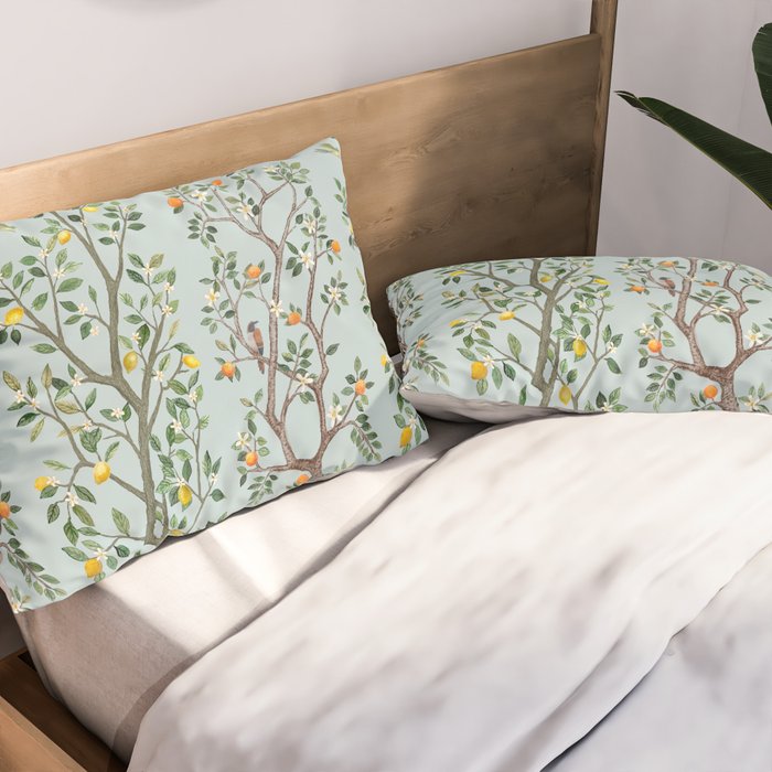 Chinoiserie Citrus Grove Mural Multicolor Pillow Sham Gallery Image 2