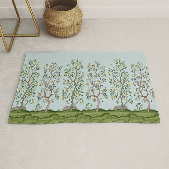 Chinoiserie Citrus Grove Mural Multicolor Rug Gallery Image 1