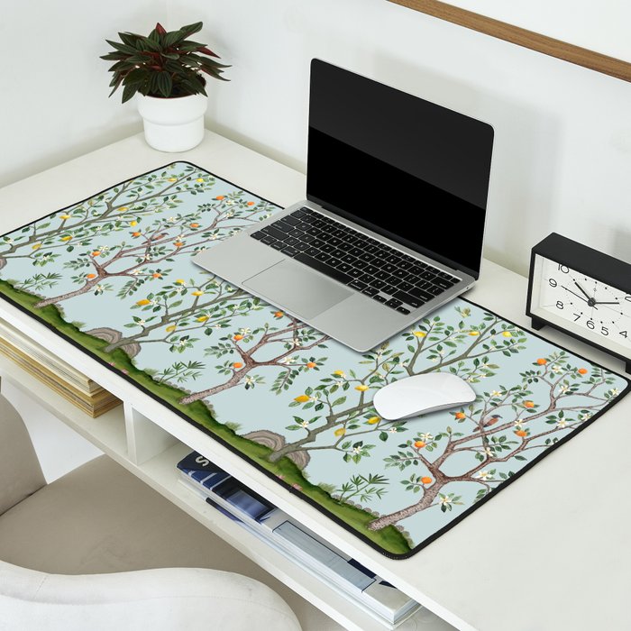 Chinoiserie Citrus Grove Mural Multicolor Desk Mat Gallery Image 2