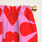 Preppy Pink and Red Scandi Floral Grid Retro Flower Pattern Window Curtain Gallery Image 2