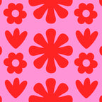 Preppy Pink and Red Scandi Floral Grid Retro Flower Pattern Coffee Mug Gallery Image 2