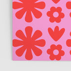 Preppy Pink and Red Scandi Floral Grid Retro Flower Pattern Poster Gallery Image 3