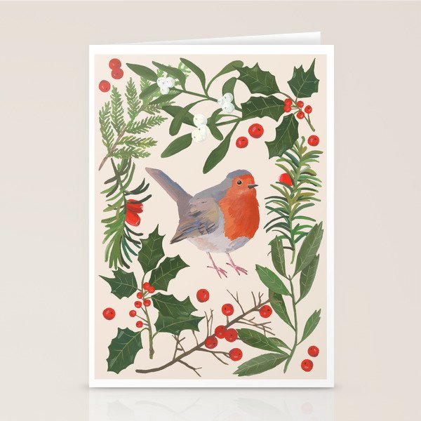 Robin in a Winter Garden Stationery Card Gallery Image 1