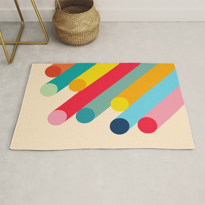 Retro Mid Century Beams | Bauhaus Geometric Pattern Rug Gallery Image 1