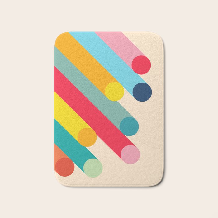 Retro Mid Century Beams | Bauhaus Geometric Pattern Bath Mat Gallery Image 1