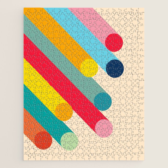 Retro Mid Century Beams | Bauhaus Geometric Pattern Jigsaw Puzzle Gallery Image 1