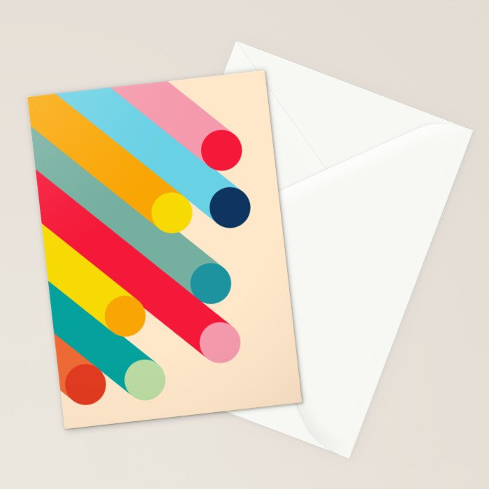 Retro Mid Century Beams | Bauhaus Geometric Pattern Stationery Card Gallery Image 2