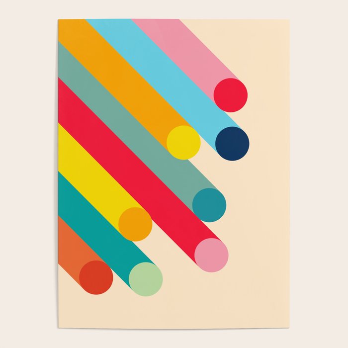 Retro Mid Century Beams | Bauhaus Geometric Pattern Poster Gallery Image 4