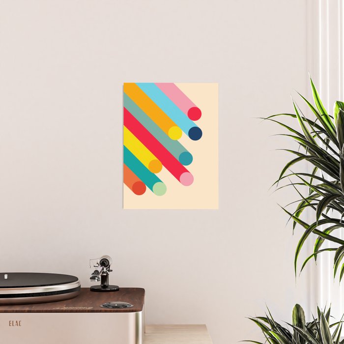 Retro Mid Century Beams | Bauhaus Geometric Pattern Poster Gallery Image 2
