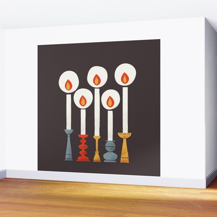 Festive Retro Candles Wall Mural Gallery Image 2