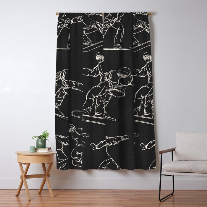 Minimal Snowboarders Line Art 1 Window Curtain Gallery Image 5