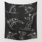 Minimal Snowboarders Line Art 1 Wall Tapestry Gallery Image 4