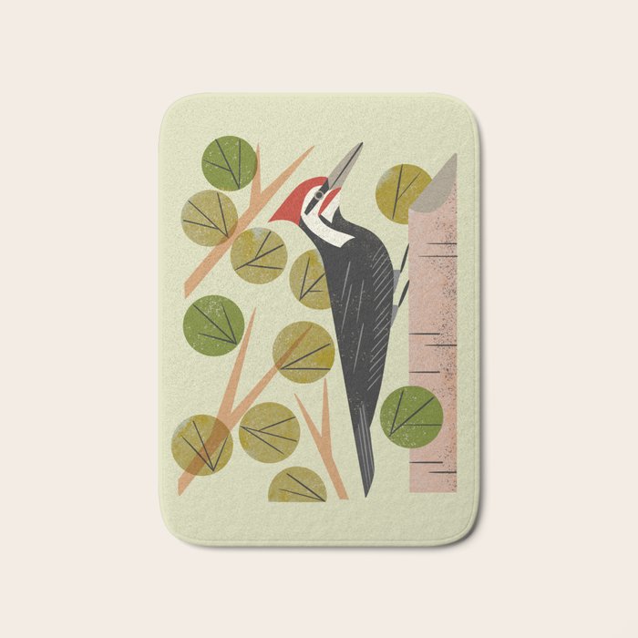 Woodpecker In Aspen Tree Bath Mat Gallery Image 1