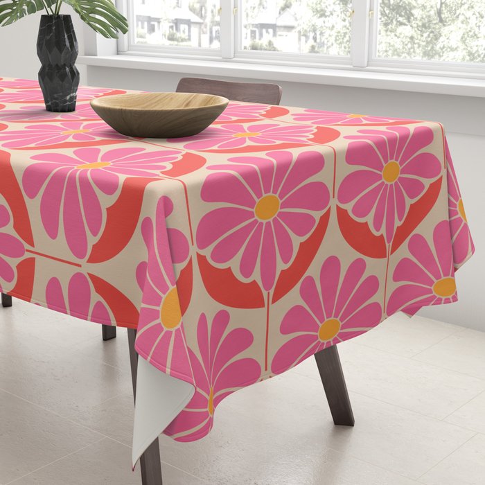 Flower Power - Pink and Red  Tablecloth Gallery Image 3