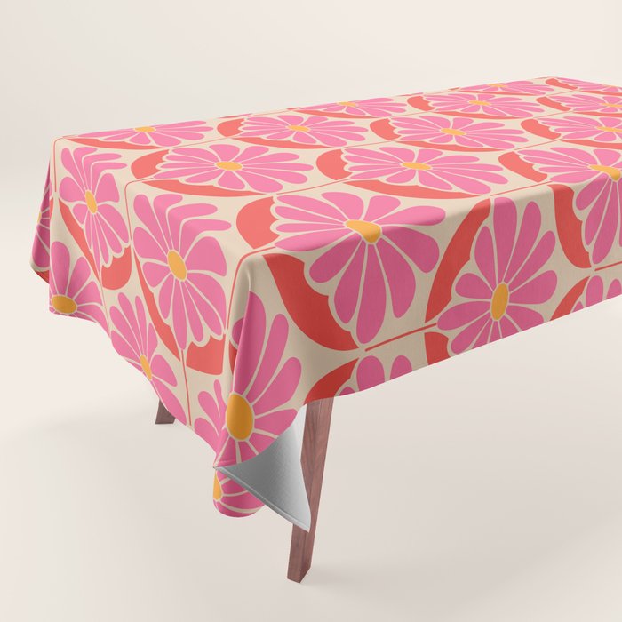 Flower Power - Pink and Red  Tablecloth Gallery Image 1